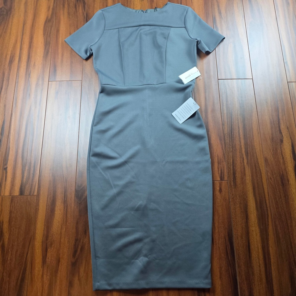 Alexia Admor Womens Gray Short Sleeve Sheath Midi Dress Size XS Nordstrom New